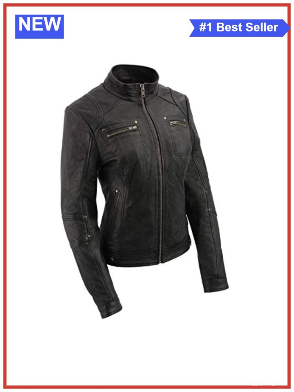 Women's Racer Sheepskin Leather Motorcycle Jacket Fitted Biker Coat